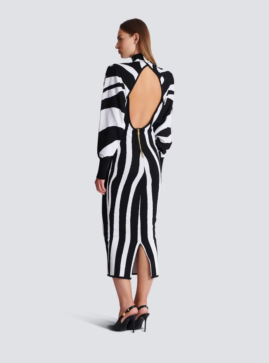 Balmain Long knit dress with zebra intarsia | Thumbnail 4 Balmain Long knit dress with zebra intarsia | Thumbnail 4