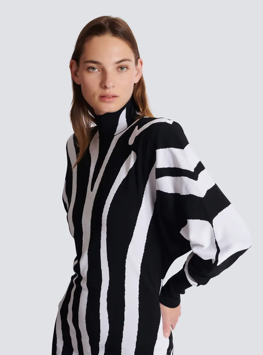 Balmain Long knit dress with zebra intarsia | Thumbnail 5 Balmain Long knit dress with zebra intarsia | Thumbnail 5