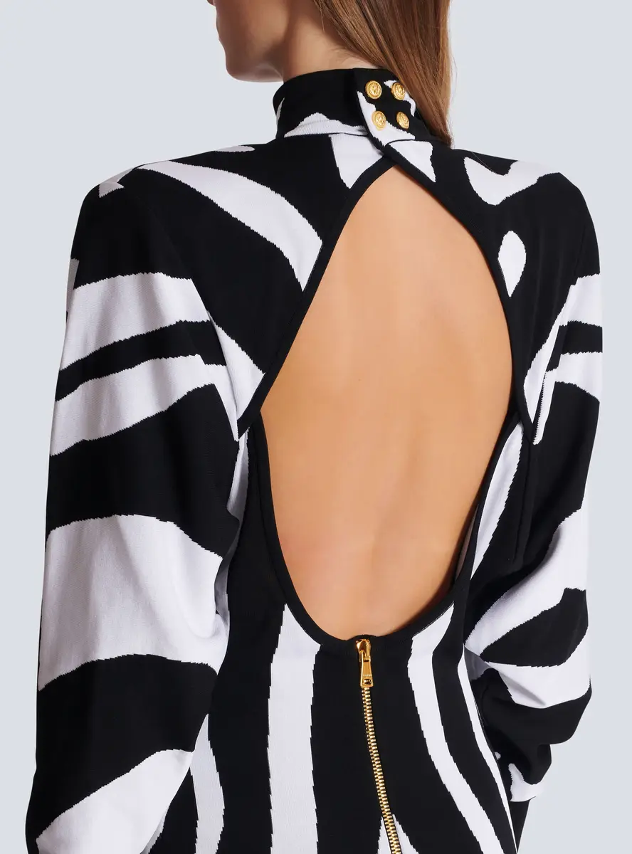 Balmain Long knit dress with zebra intarsia | Thumbnail 6 Balmain Long knit dress with zebra intarsia | Thumbnail 6