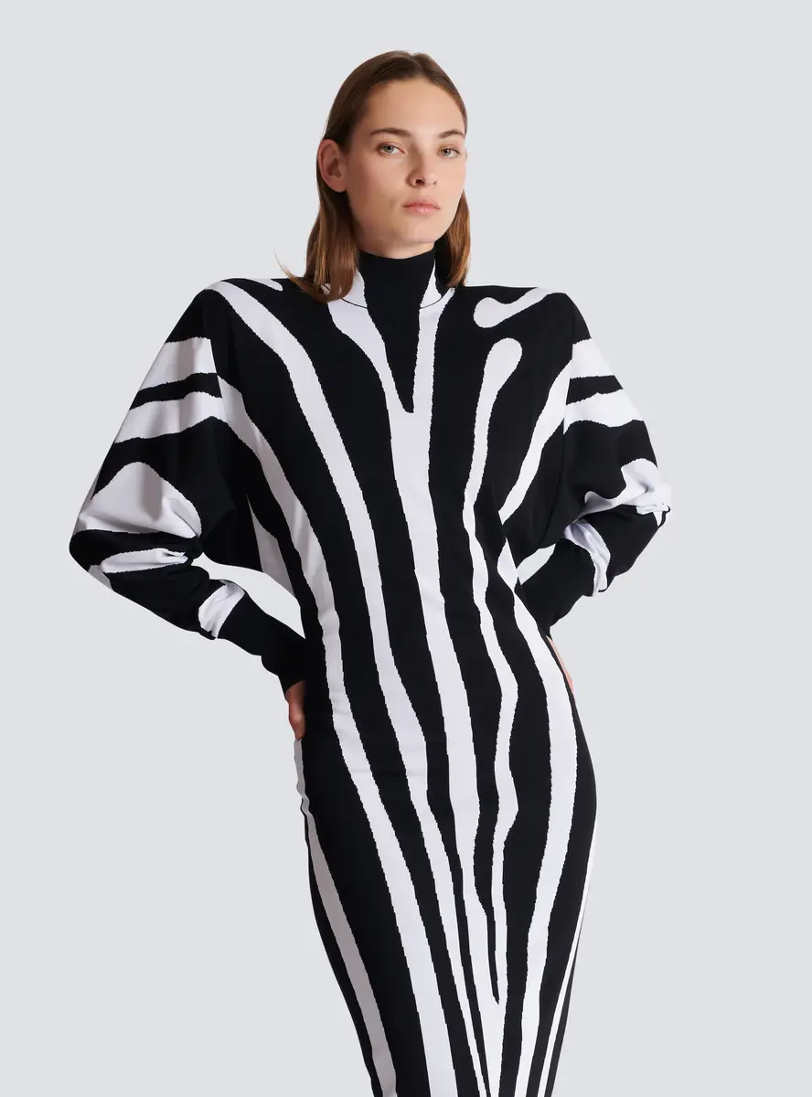 Balmain Long knit dress with zebra intarsia | Thumbnail 7 Balmain Long knit dress with zebra intarsia | Thumbnail 7