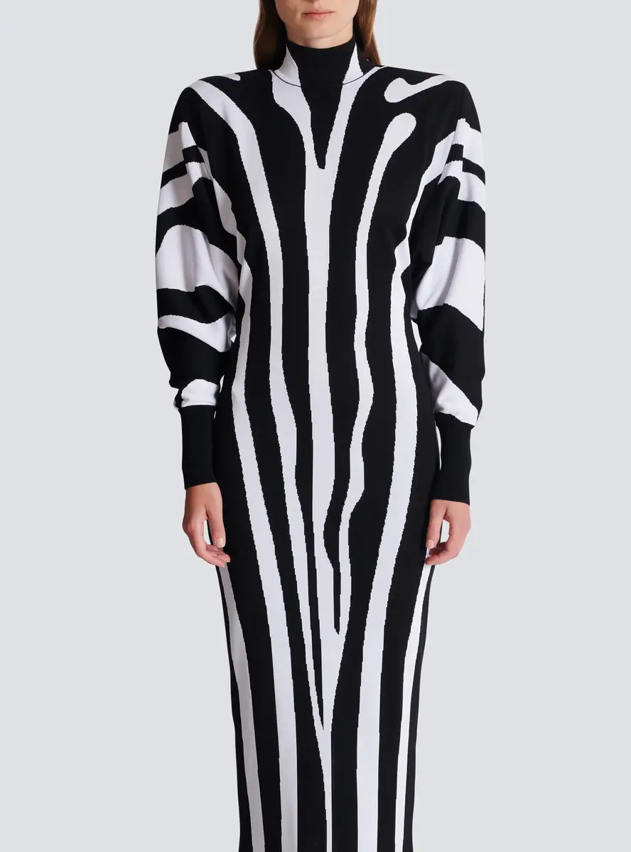 Balmain Long knit dress with zebra intarsia | Thumbnail 8 Balmain Long knit dress with zebra intarsia | Thumbnail 8