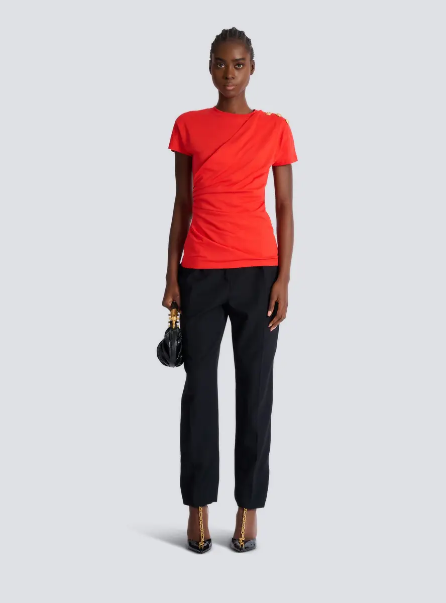Balmain Short-sleeved draped jersey T-shirt | Thumbnail 2 Balmain Short-sleeved draped jersey T-shirt | Thumbnail 2