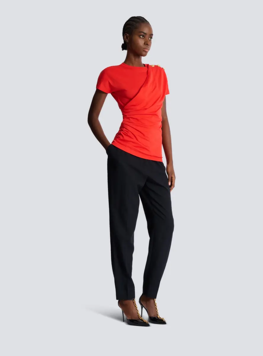 Balmain Short-sleeved draped jersey T-shirt | Thumbnail 3 Balmain Short-sleeved draped jersey T-shirt | Thumbnail 3