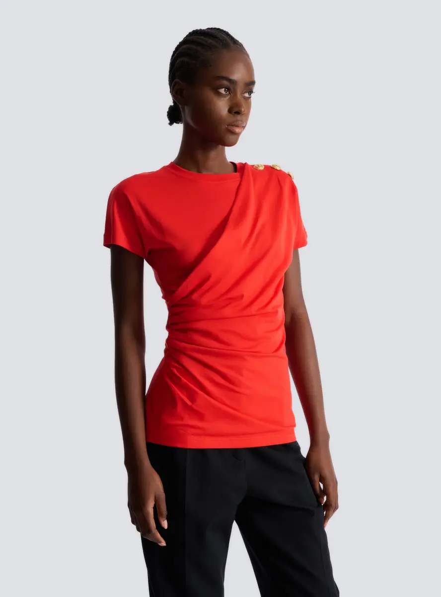 Balmain Short-sleeved draped jersey T-shirt | Thumbnail 7 Balmain Short-sleeved draped jersey T-shirt | Thumbnail 7