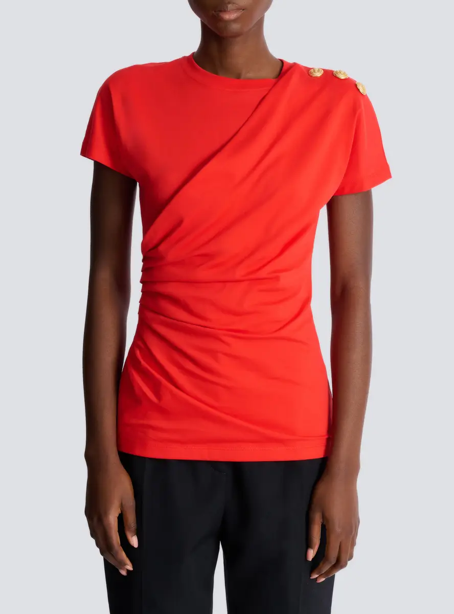 Balmain Short-sleeved draped jersey T-shirt | Thumbnail 8 Balmain Short-sleeved draped jersey T-shirt | Thumbnail 8