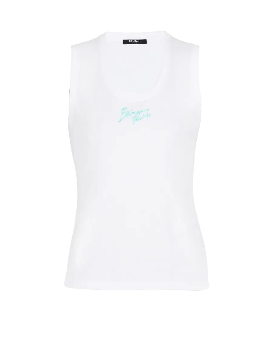 Balmain Relaxed tank top with Paris Brush print