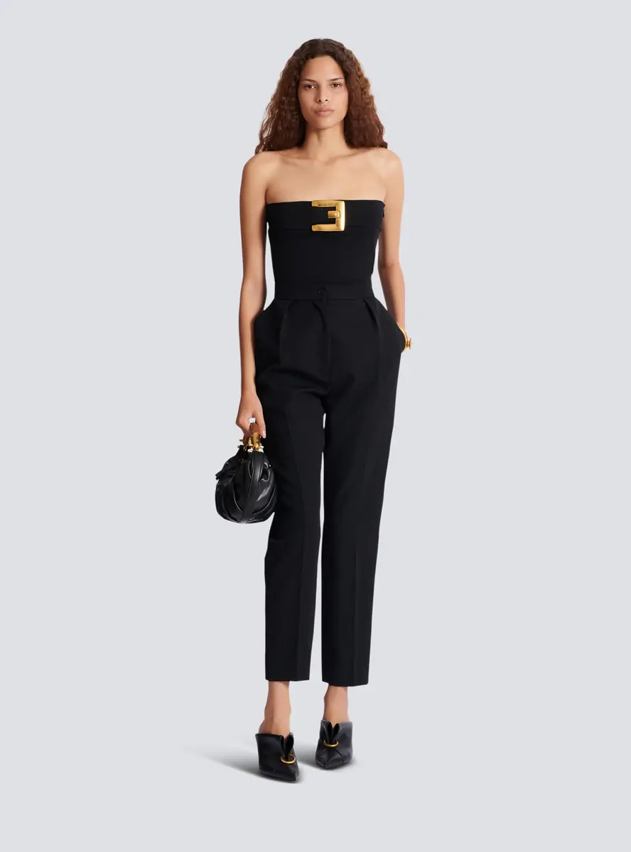 Balmain Crepe bustier bodysuit with belt detail | Thumbnail 2