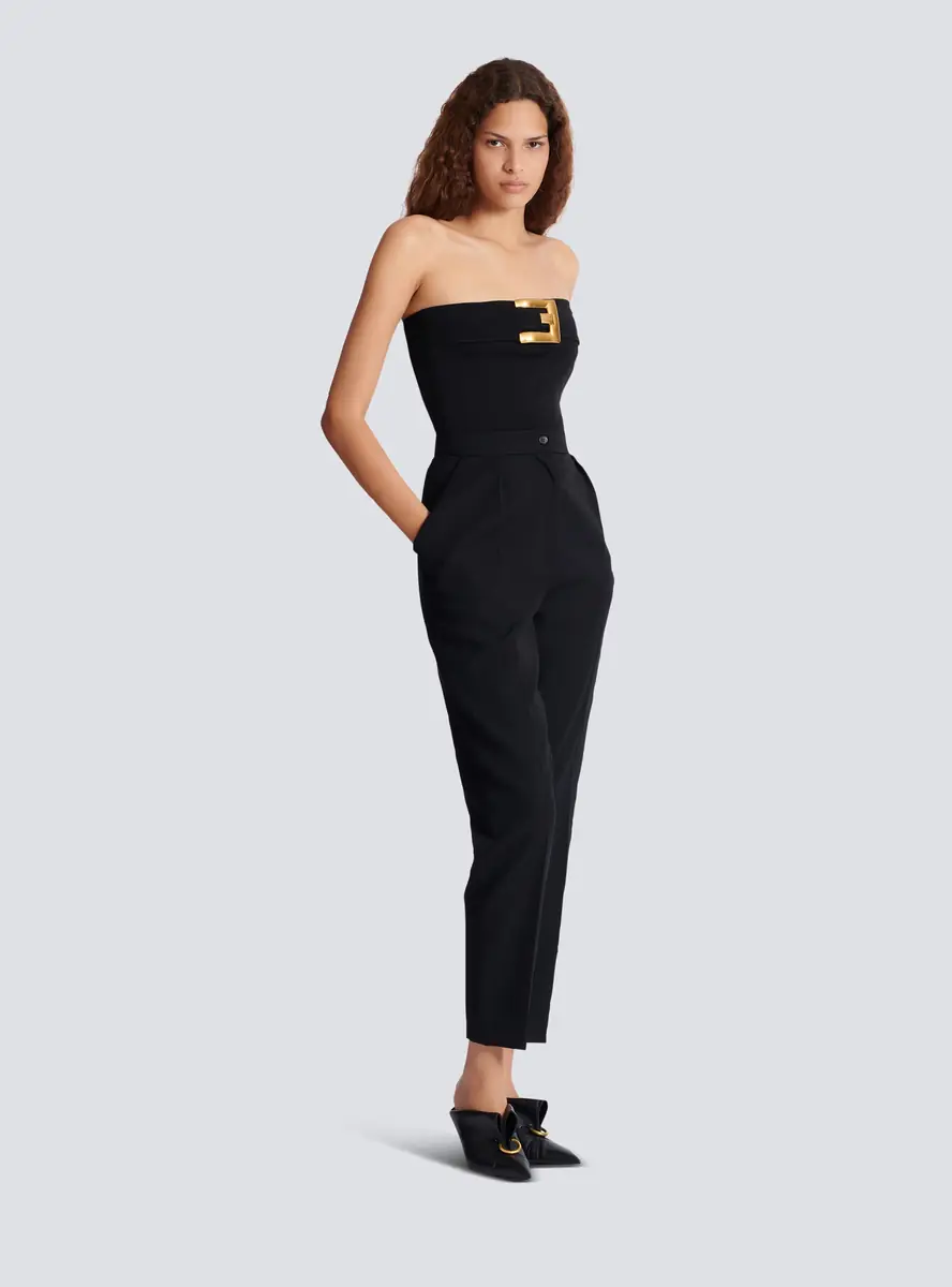 Balmain Crepe bustier bodysuit with belt detail | Thumbnail 3