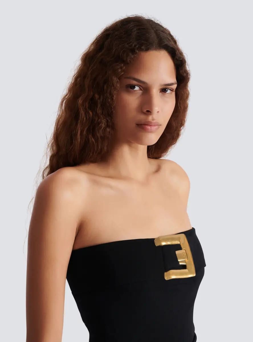 Balmain Crepe bustier bodysuit with belt detail | Thumbnail 6