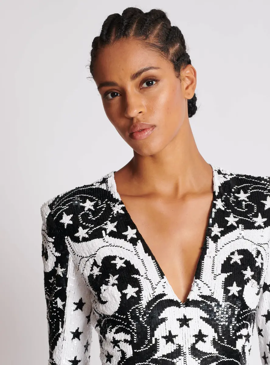 Balmain Embroidered Paisley and Star Short Dress | Thumbnail 5