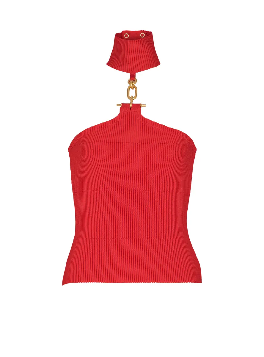 Balmain Sleeveless knit top with embellished detail