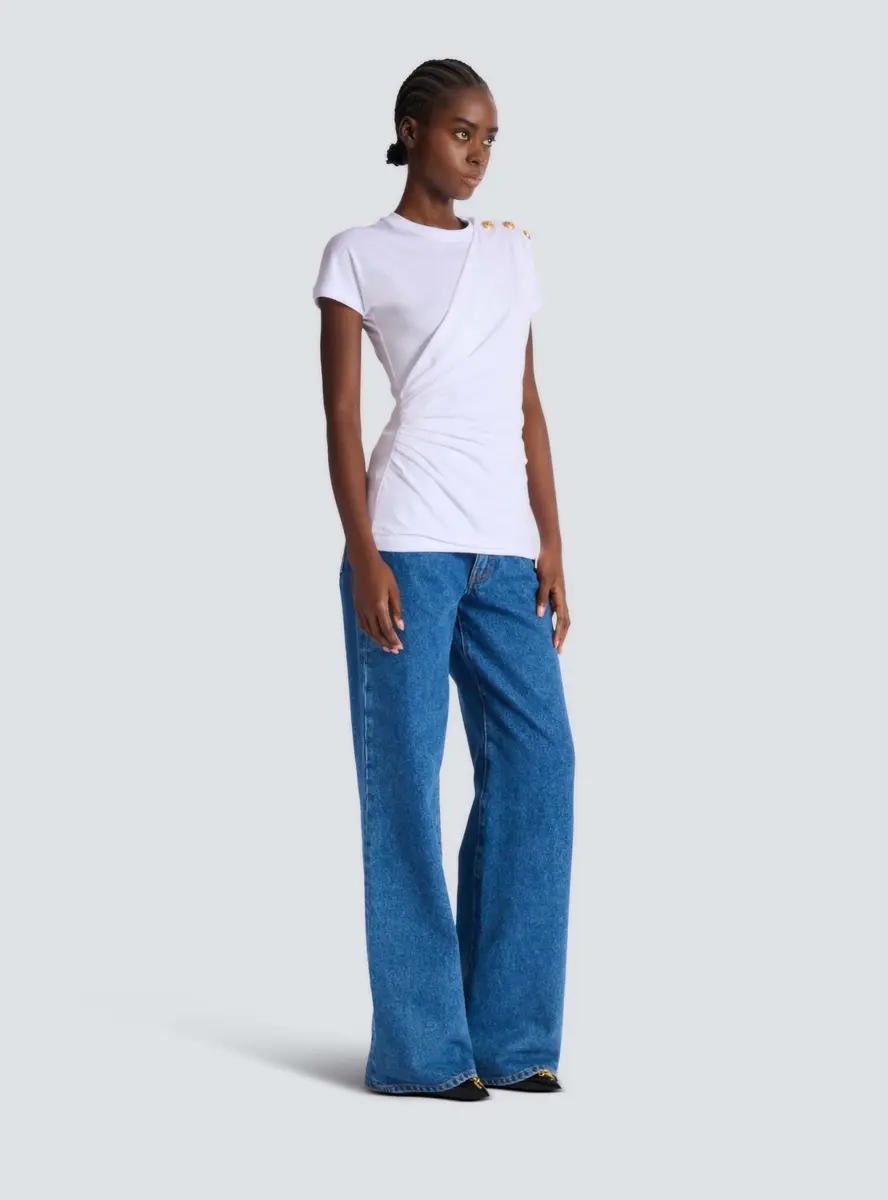 Balmain Short-sleeved draped jersey T-shirt | Thumbnail 3 Balmain Short-sleeved draped jersey T-shirt | Thumbnail 3