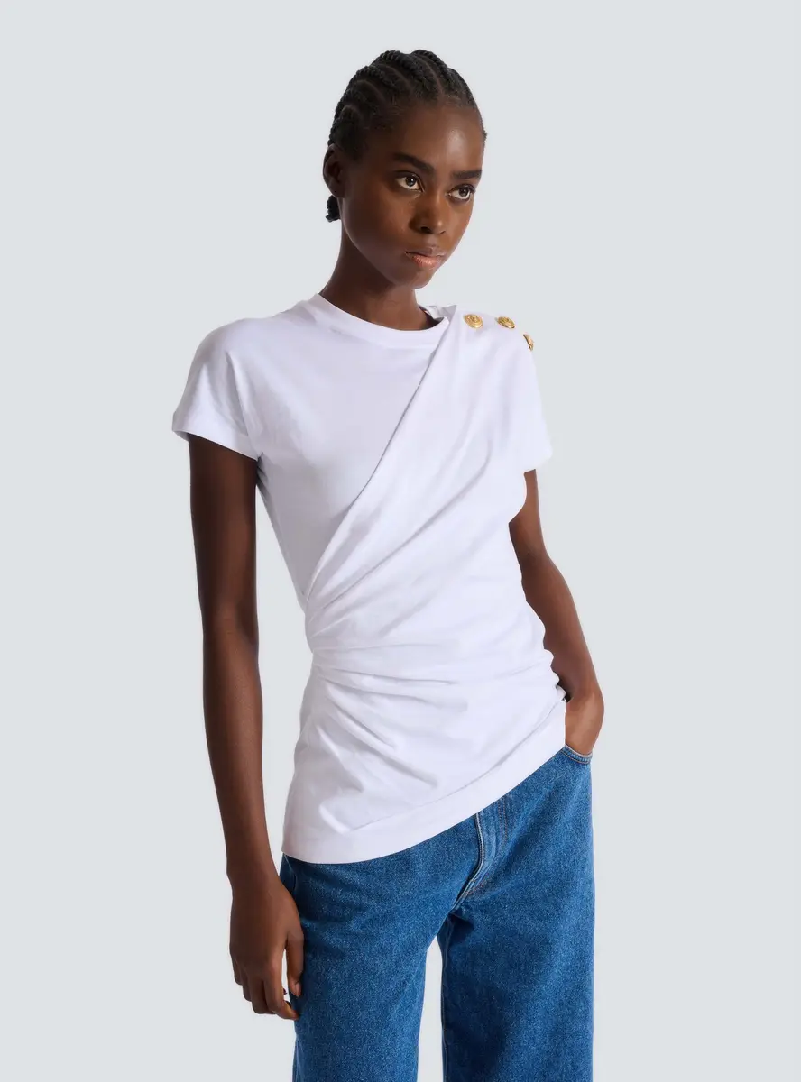 Balmain Short-sleeved draped jersey T-shirt | Thumbnail 7 Balmain Short-sleeved draped jersey T-shirt | Thumbnail 7