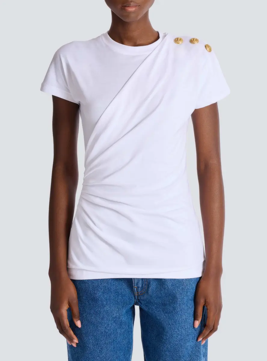 Balmain Short-sleeved draped jersey T-shirt | Thumbnail 8 Balmain Short-sleeved draped jersey T-shirt | Thumbnail 8