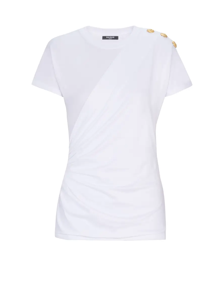 Balmain Short-sleeved draped jersey T-shirt