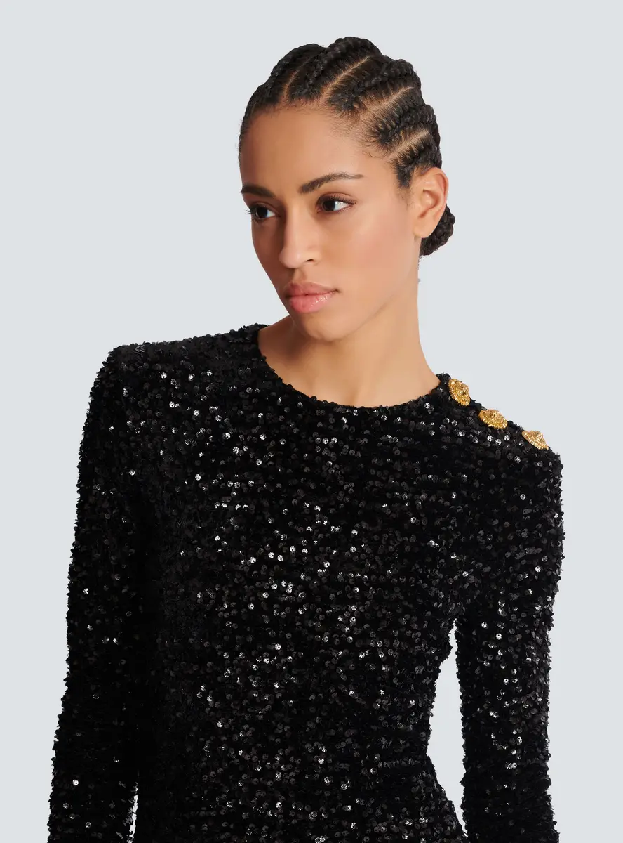 Balmain Short draped dress with sequins and velvet | Thumbnail 5 Balmain Short draped dress with sequins and velvet | Thumbnail 5