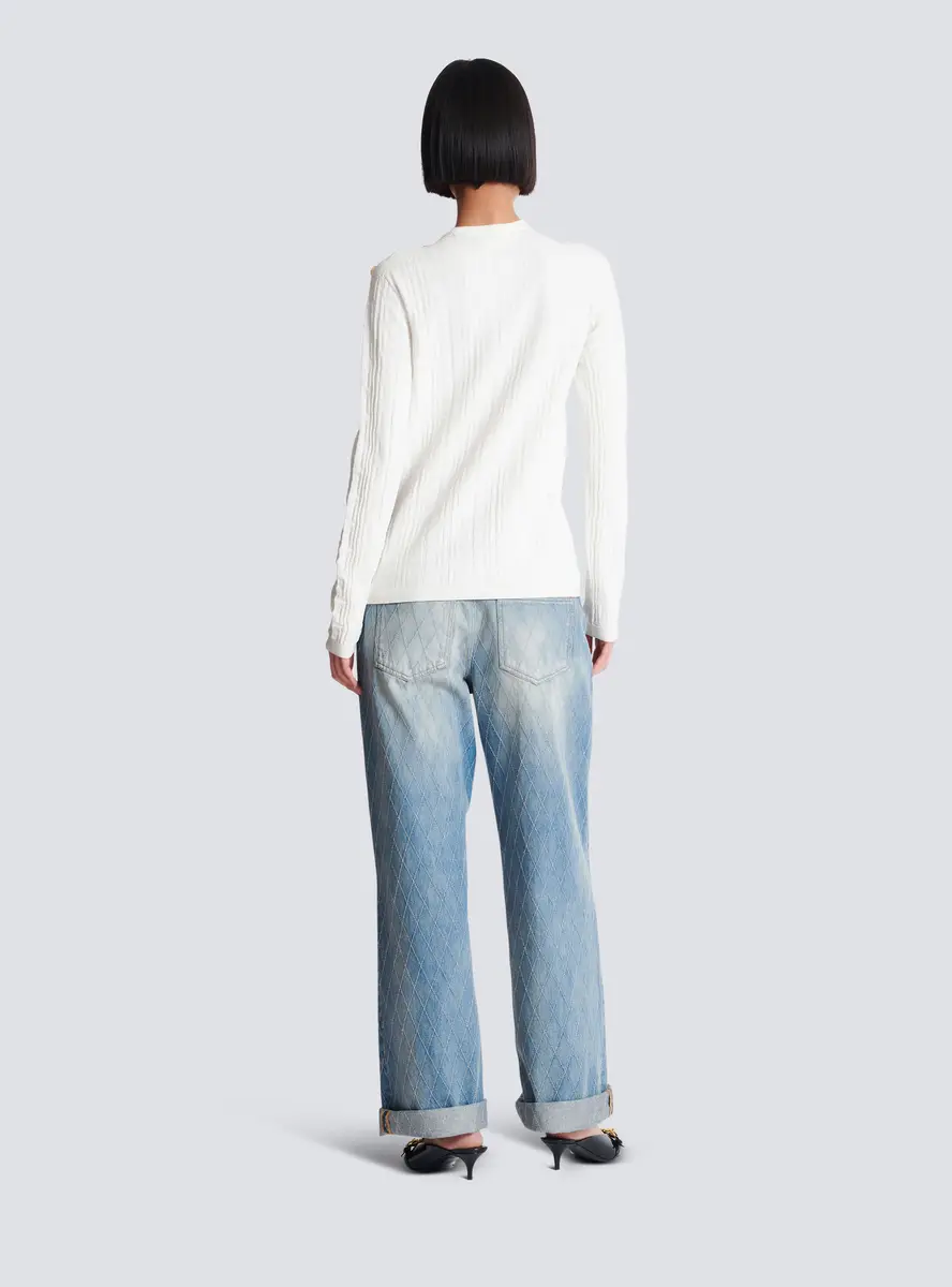 Balmain Ls 3 Btn Monogram Knit Top | Thumbnail 4 Balmain Ls 3 Btn Monogram Knit Top | Thumbnail 4