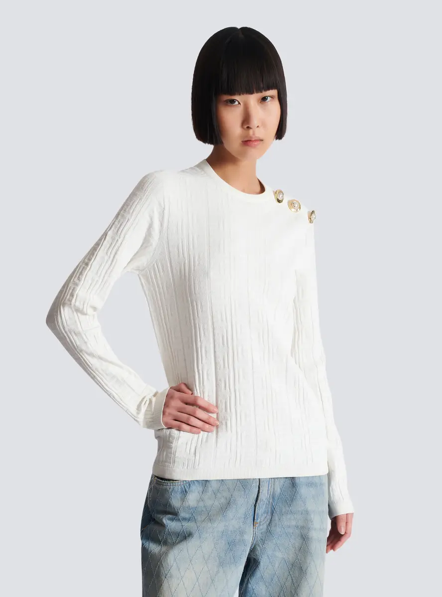 Balmain Ls 3 Btn Monogram Knit Top | Thumbnail 5 Balmain Ls 3 Btn Monogram Knit Top | Thumbnail 5