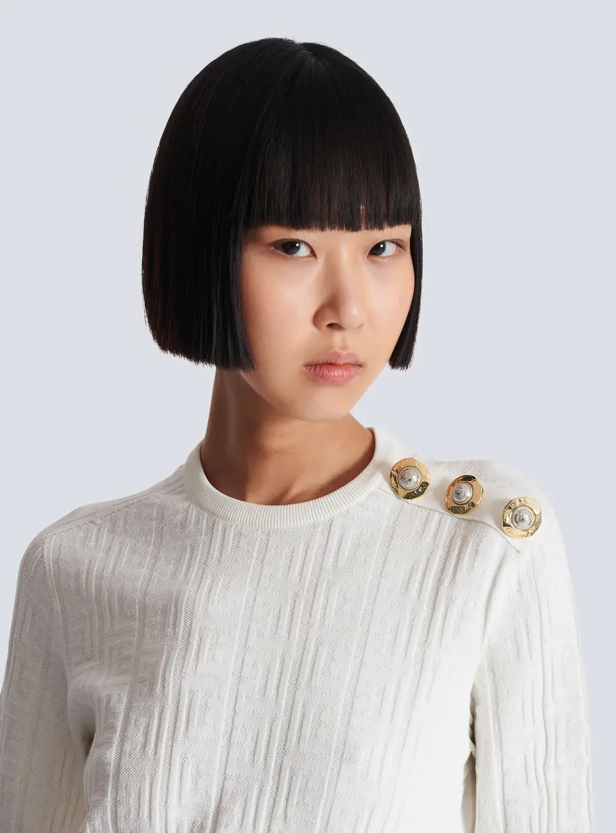Balmain Ls 3 Btn Monogram Knit Top | Thumbnail 6 Balmain Ls 3 Btn Monogram Knit Top | Thumbnail 6