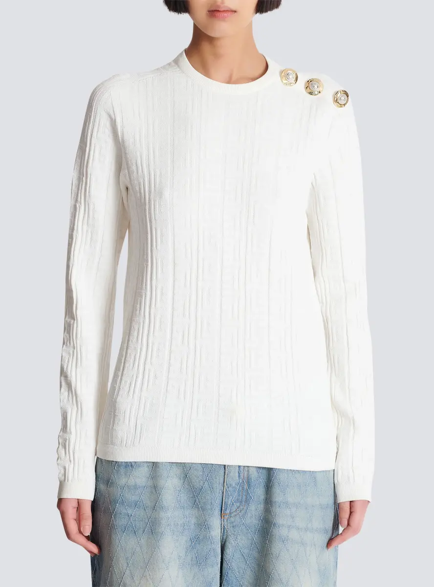 Balmain Ls 3 Btn Monogram Knit Top | Thumbnail 7 Balmain Ls 3 Btn Monogram Knit Top | Thumbnail 7