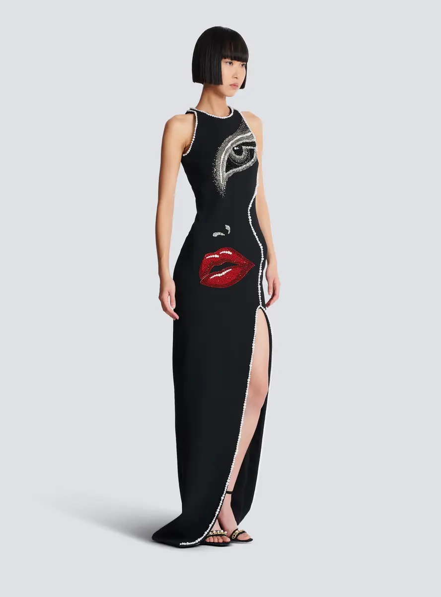 Balmain Long embroidered dress with Face motif | Thumbnail 3 Balmain Long embroidered dress with Face motif | Thumbnail 3