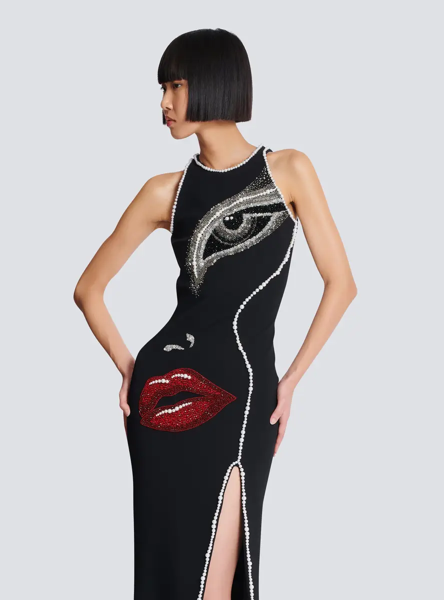 Balmain Long embroidered dress with Face motif | Thumbnail 7 Balmain Long embroidered dress with Face motif | Thumbnail 7
