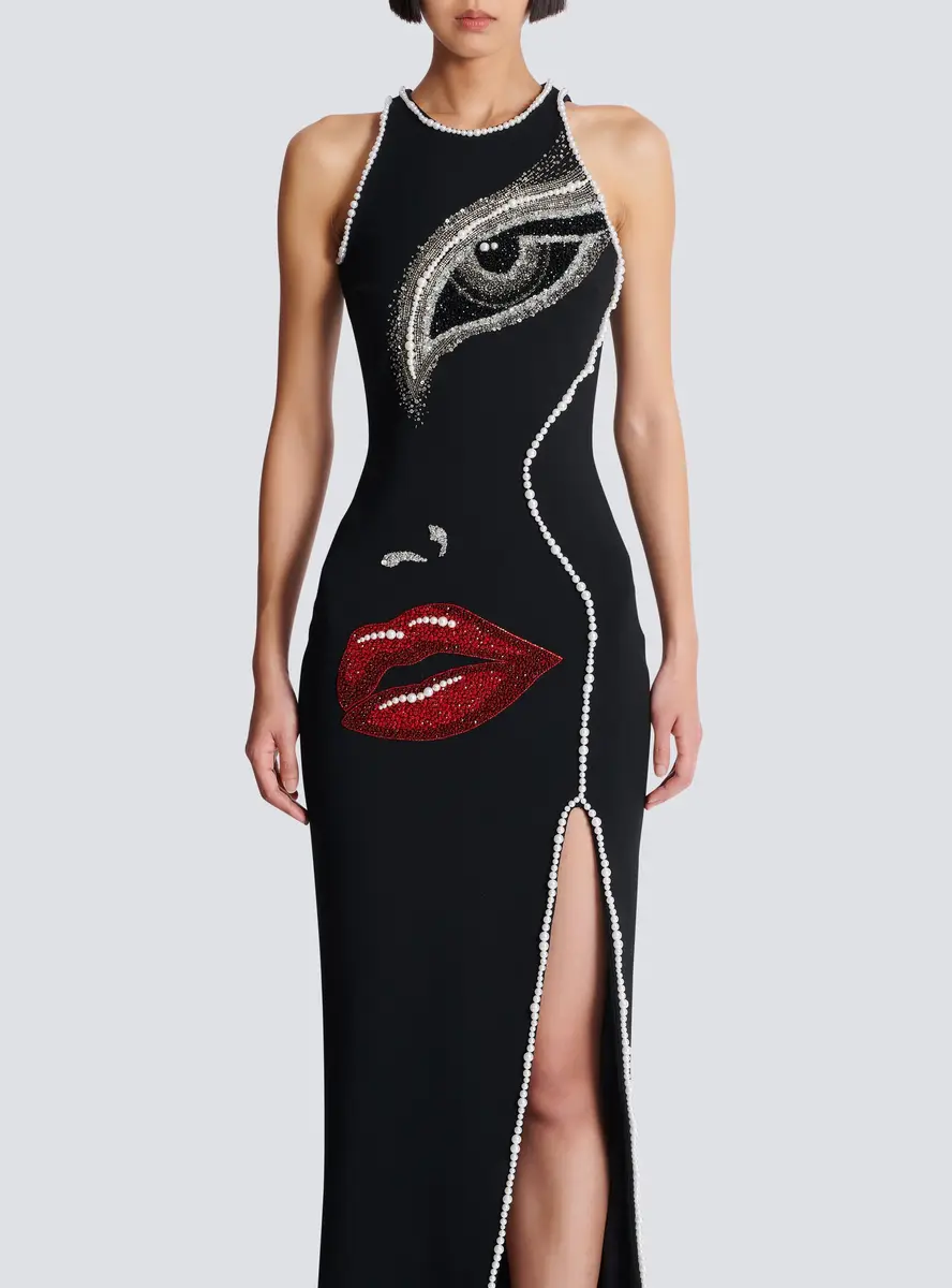 Balmain Long embroidered dress with Face motif | Thumbnail 8 Balmain Long embroidered dress with Face motif | Thumbnail 8