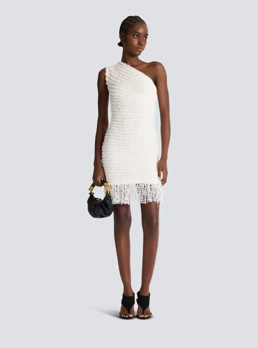 Balmain Dotted tweed one-shoulder dress | Thumbnail 2 Balmain Dotted tweed one-shoulder dress | Thumbnail 2
