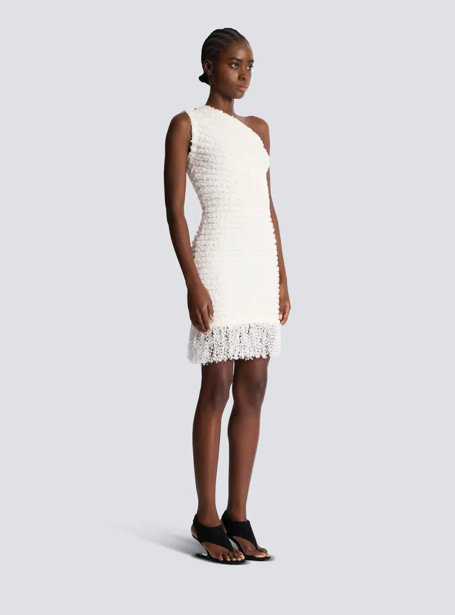 Balmain Dotted tweed one-shoulder dress | Thumbnail 3 Balmain Dotted tweed one-shoulder dress | Thumbnail 3