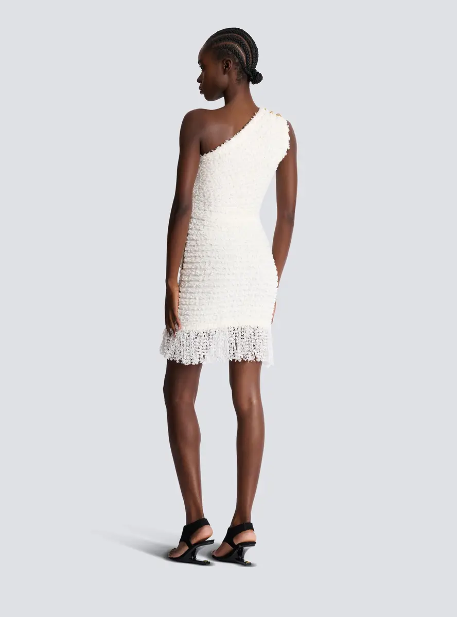 Balmain Dotted tweed one-shoulder dress | Thumbnail 4 Balmain Dotted tweed one-shoulder dress | Thumbnail 4
