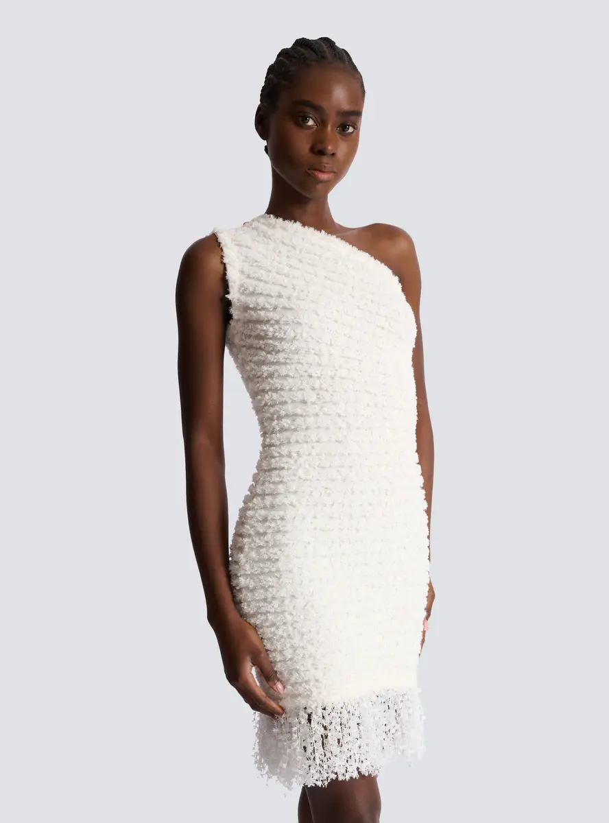 Balmain Dotted tweed one-shoulder dress | Thumbnail 6 Balmain Dotted tweed one-shoulder dress | Thumbnail 6
