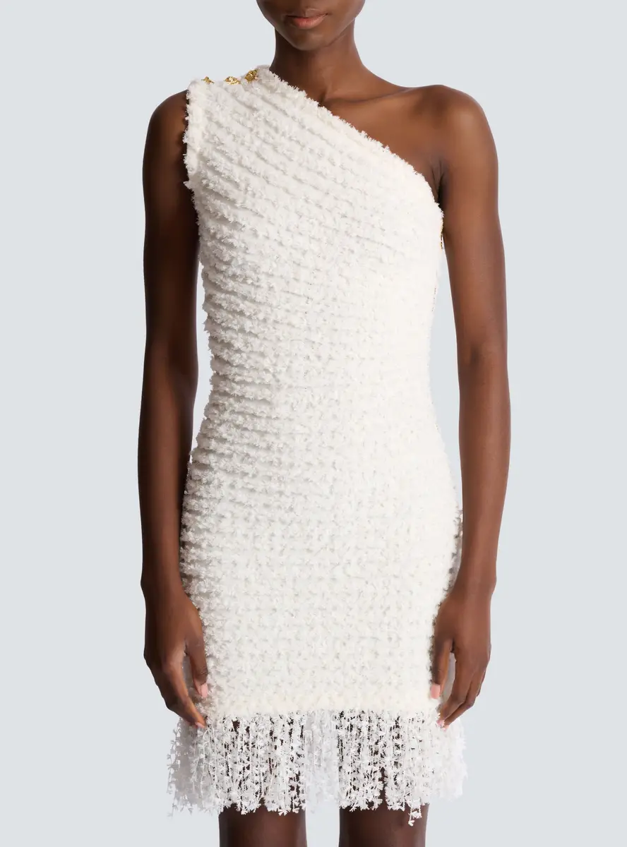 Balmain Dotted tweed one-shoulder dress | Thumbnail 8 Balmain Dotted tweed one-shoulder dress | Thumbnail 8