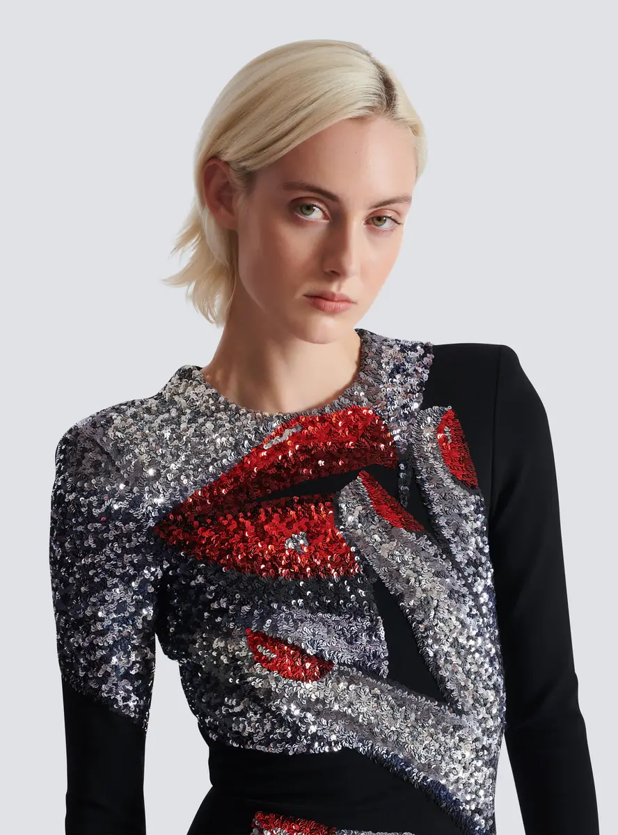 Balmain Long embroidered dress with Face motif | Thumbnail 5 Balmain Long embroidered dress with Face motif | Thumbnail 5