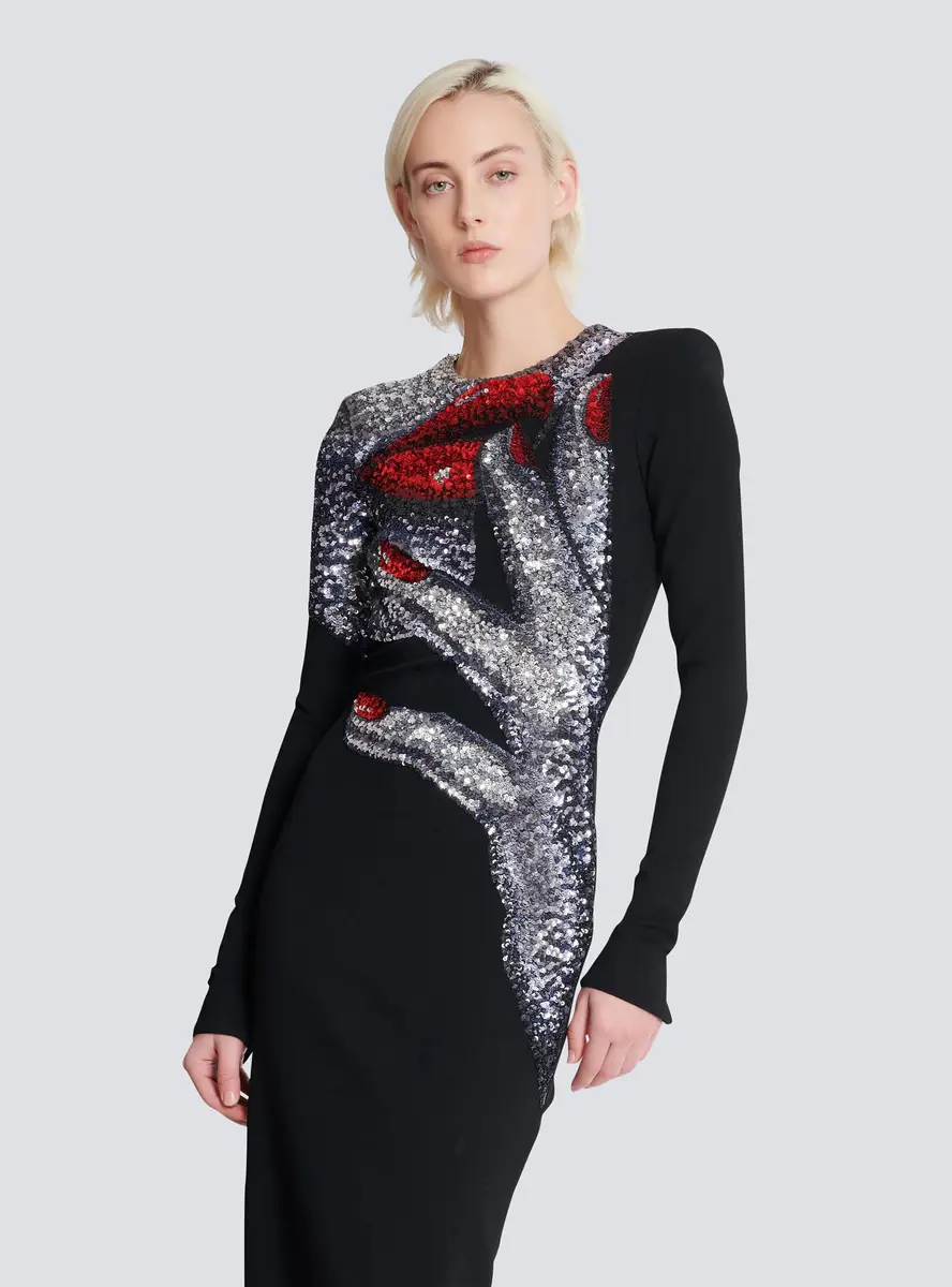 Balmain Long embroidered dress with Face motif | Thumbnail 7 Balmain Long embroidered dress with Face motif | Thumbnail 7