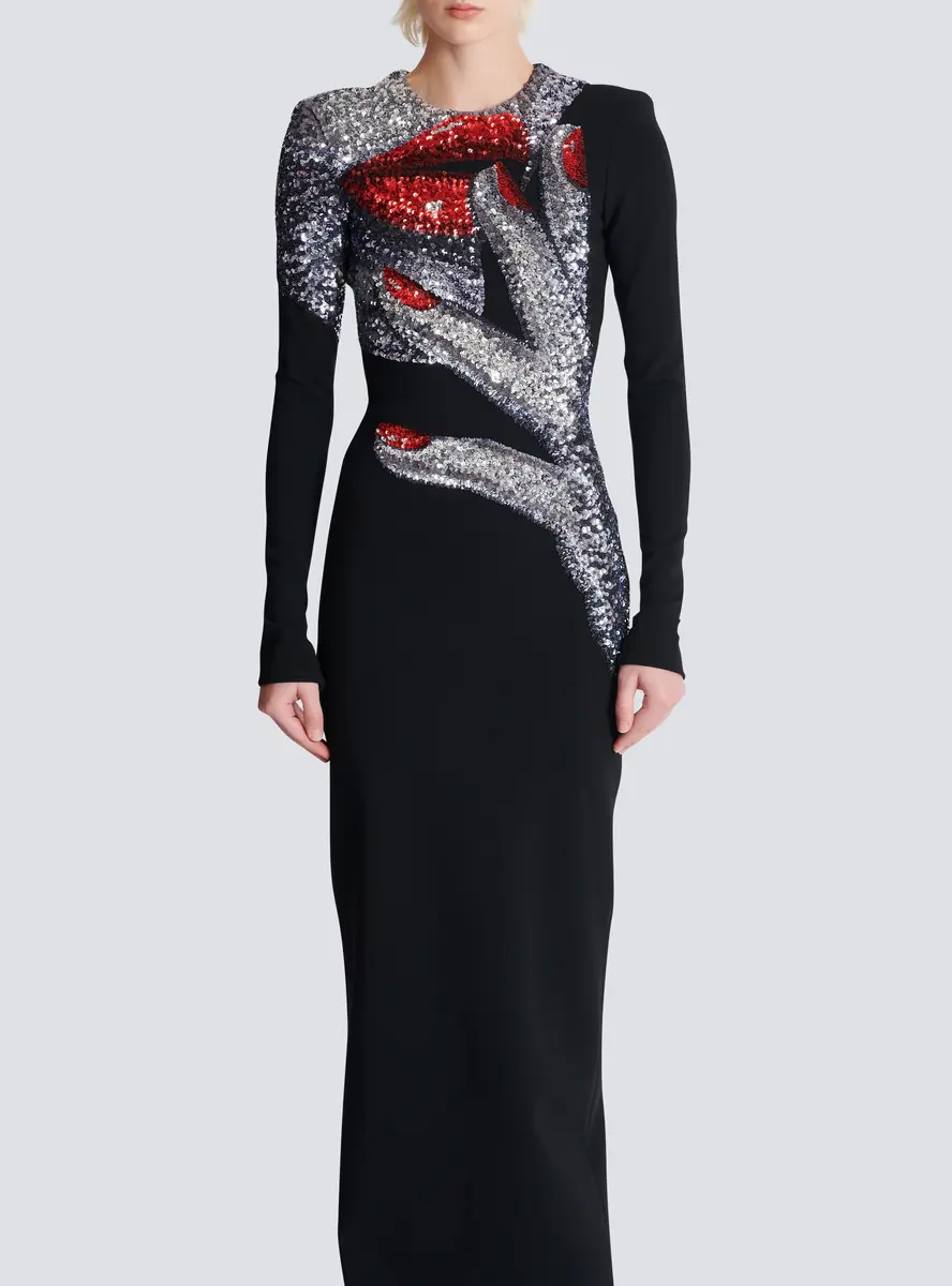 Balmain Long embroidered dress with Face motif | Thumbnail 8 Balmain Long embroidered dress with Face motif | Thumbnail 8