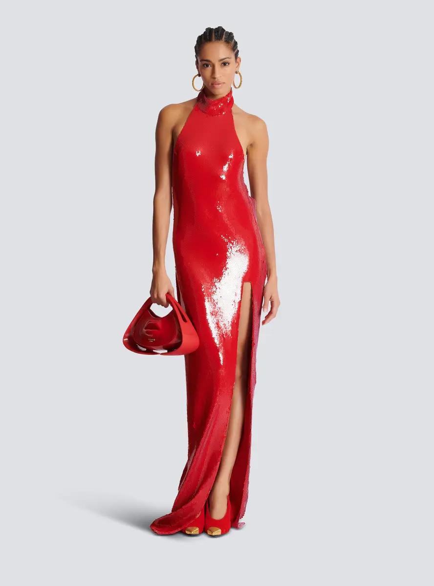 Balmain Long sequin halterneck dress | Thumbnail 2