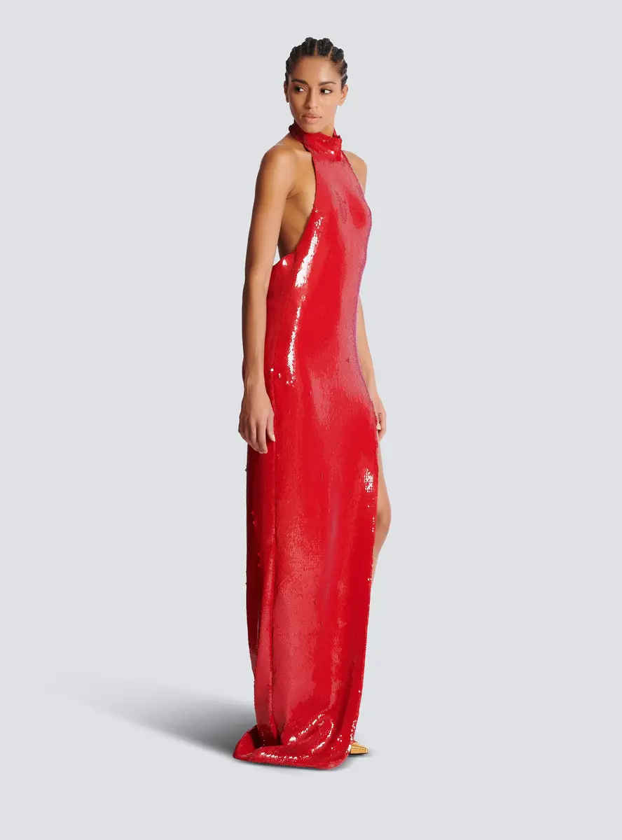 Balmain Long sequin halterneck dress | Thumbnail 3