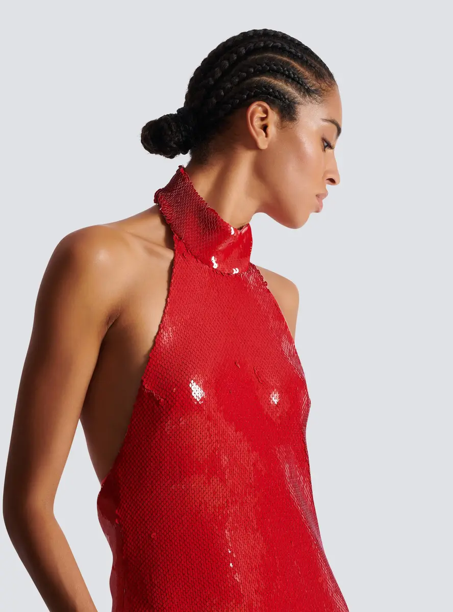 Balmain Long sequin halterneck dress | Thumbnail 5