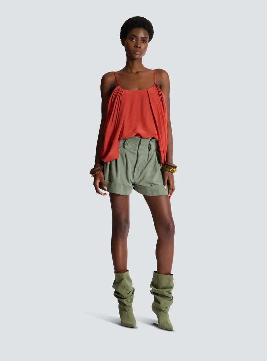 Balmain Draped silk crepe top | Thumbnail 2