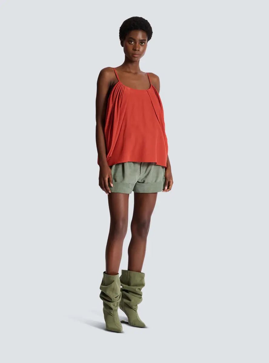 Balmain Draped silk crepe top | Thumbnail 3