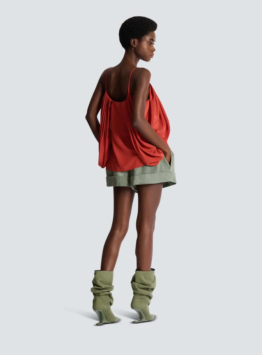 Balmain Draped silk crepe top | Thumbnail 4