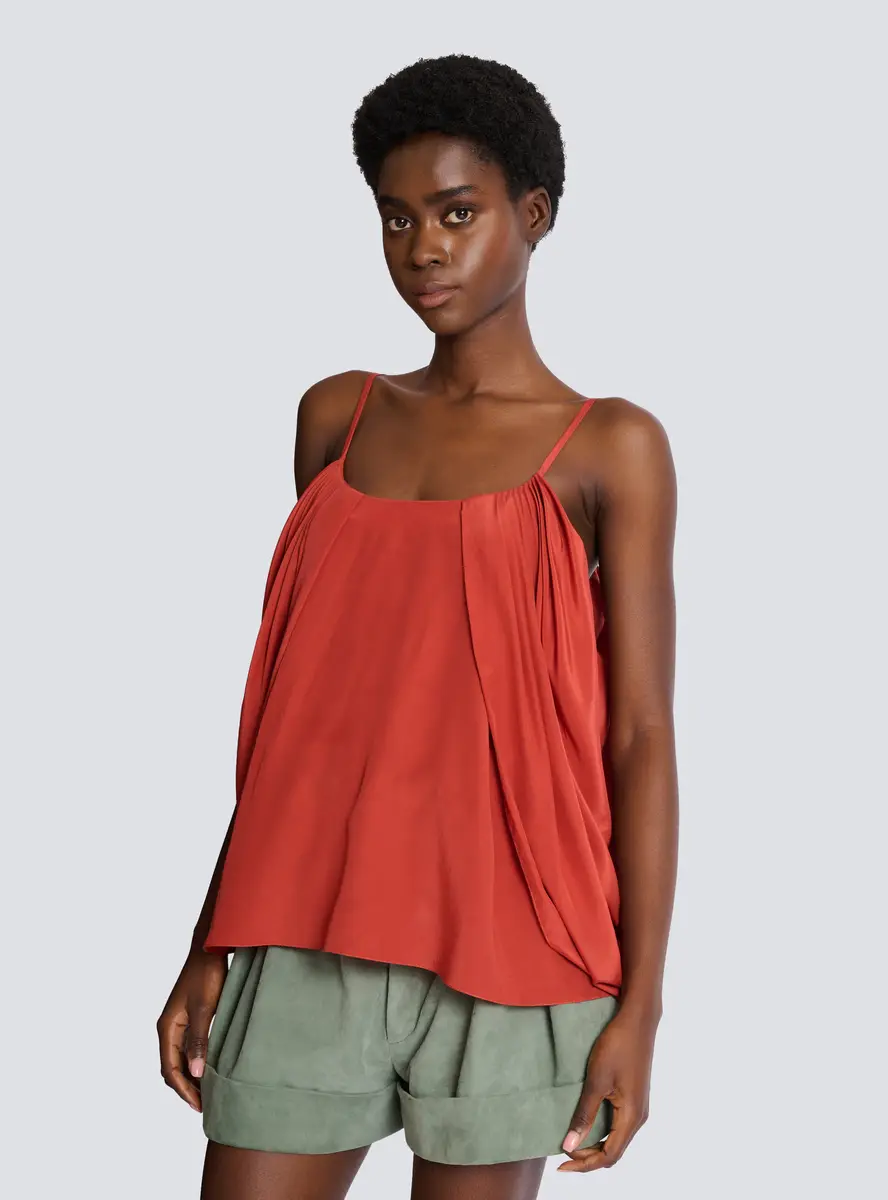 Balmain Draped silk crepe top | Thumbnail 6