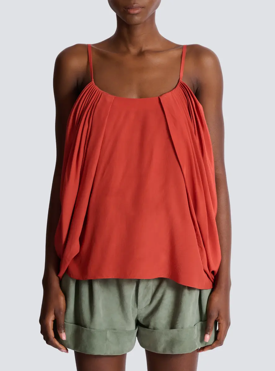 Balmain Draped silk crepe top | Thumbnail 7