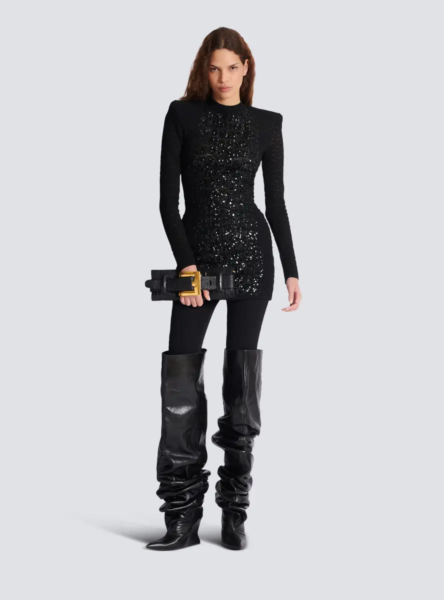 Balmain Short sequin dress in crocodile knit | Thumbnail 2 Balmain Short sequin dress in crocodile knit | Thumbnail 2