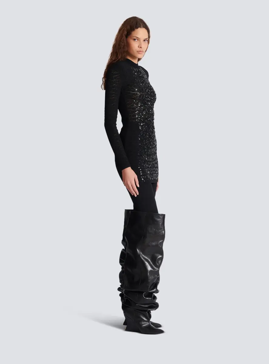 Balmain Short sequin dress in crocodile knit | Thumbnail 3 Balmain Short sequin dress in crocodile knit | Thumbnail 3
