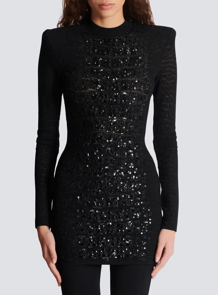 Balmain Short sequin dress in crocodile knit | Thumbnail 8 Balmain Short sequin dress in crocodile knit | Thumbnail 8