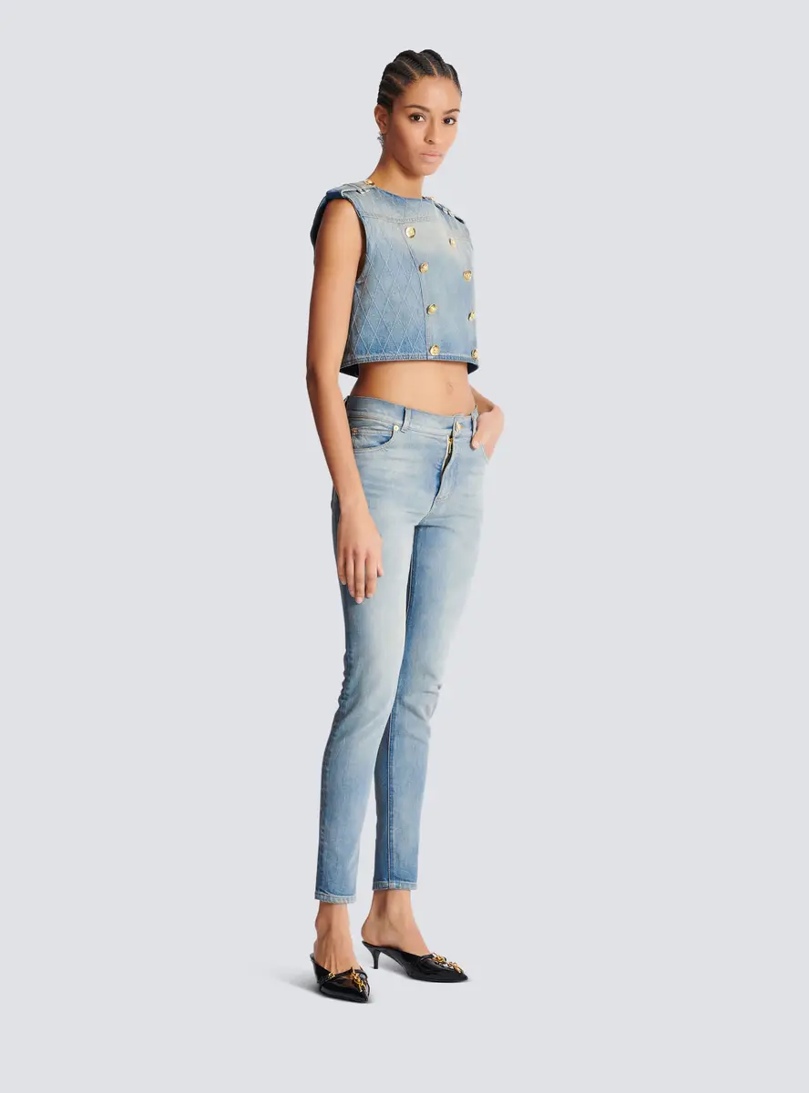 Balmain Buttoned Light Blue Denim Top | Thumbnail 3 Balmain Buttoned Light Blue Denim Top | Thumbnail 3
