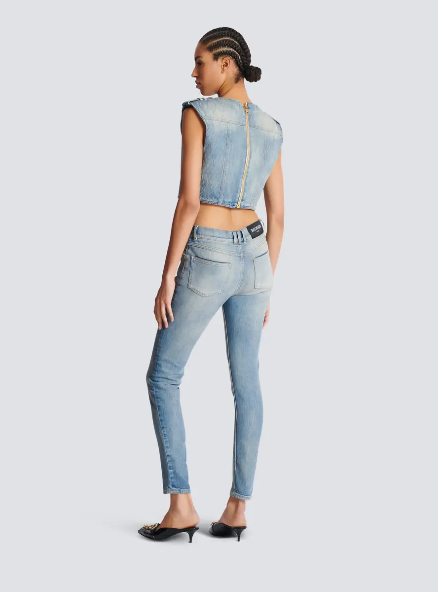 Balmain Buttoned Light Blue Denim Top | Thumbnail 4 Balmain Buttoned Light Blue Denim Top | Thumbnail 4