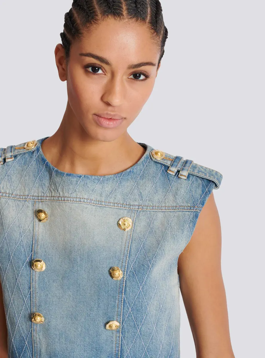 Balmain Buttoned Light Blue Denim Top | Thumbnail 5 Balmain Buttoned Light Blue Denim Top | Thumbnail 5