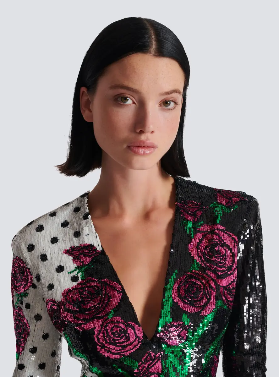 Balmain Short embroidered Roses and Polka Dots dress | Thumbnail 6 Balmain Short embroidered Roses and Polka Dots dress | Thumbnail 6